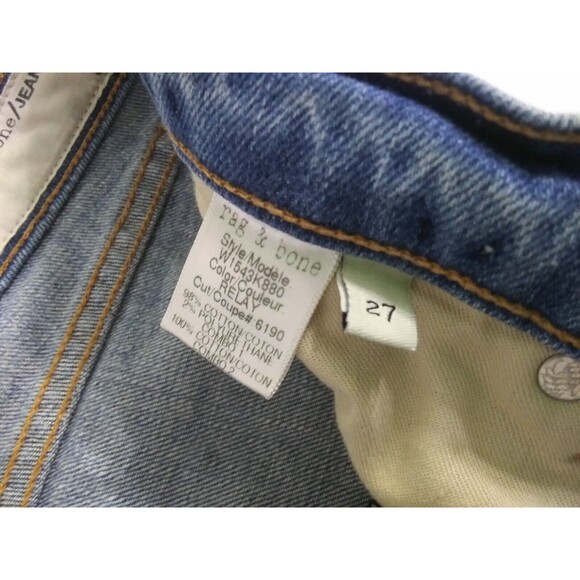 Rag Bone Women's 27 Skinny Relay Racer Jeans Blue Side Striped Ankle Zip - Picture 6 of 12